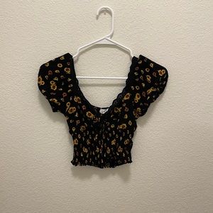 Off the Shoulder Sunflower Crop Top